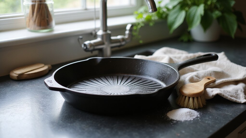 cleaning grooves in skillet