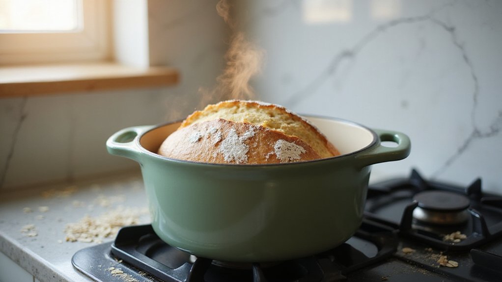 cooking bread on stove