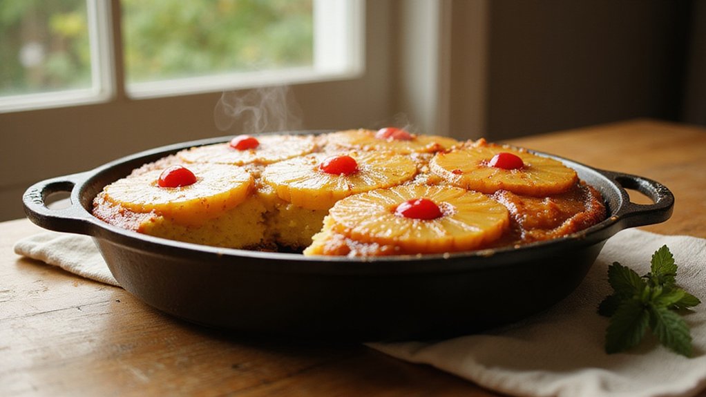 pineapple cake in skillet